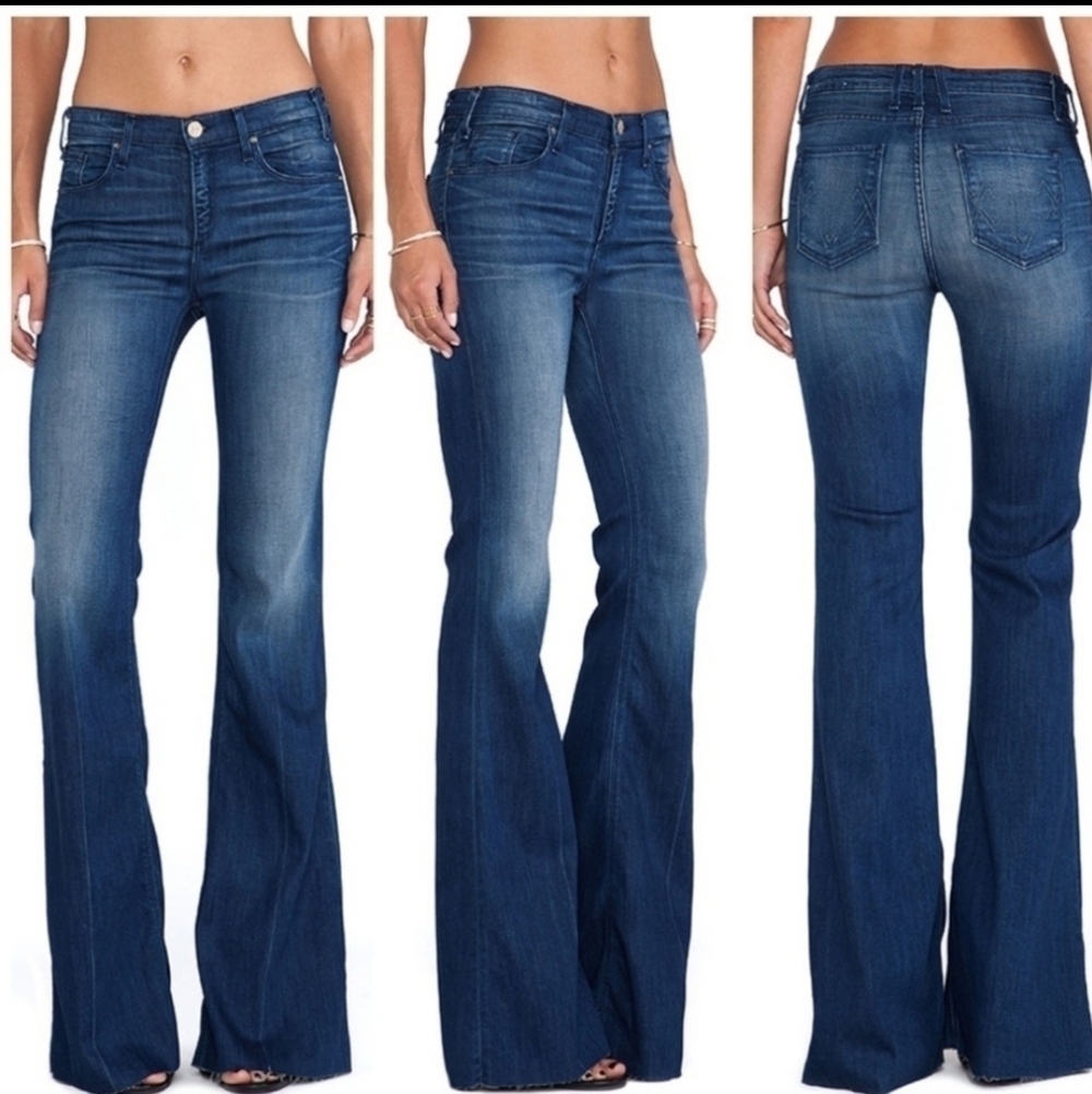McGuire Denim Sold At Anthropologie Majorelle Raw Hem Dark Wash Wide Leg Size 28